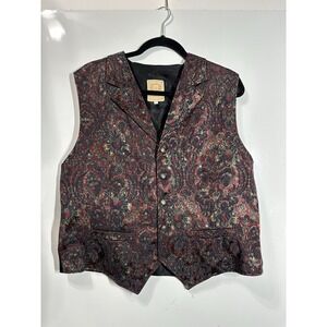 Wah Maker Arizona Vintage Paisley Vest Multicolor Men's L Sleeveless Button Up